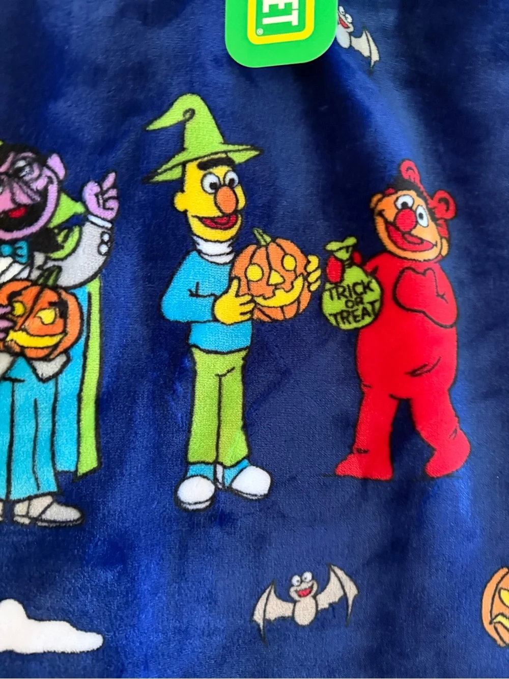 New Sesame Street Plush Throw Blanket Halloween Cookie Monster Elmo 50 x 70 Blue